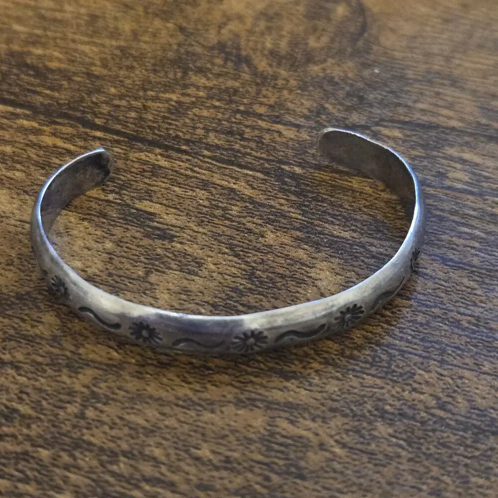 Vintage Navajo Abel Toledo AT Sterling Silver Stamped 2